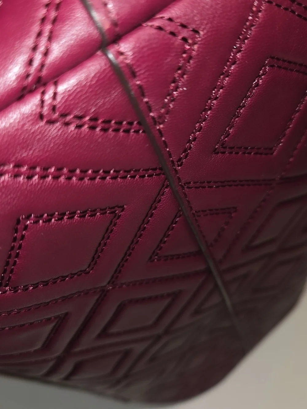 Tory Burch Quilted Leather Shoulder Tote in Burgundy